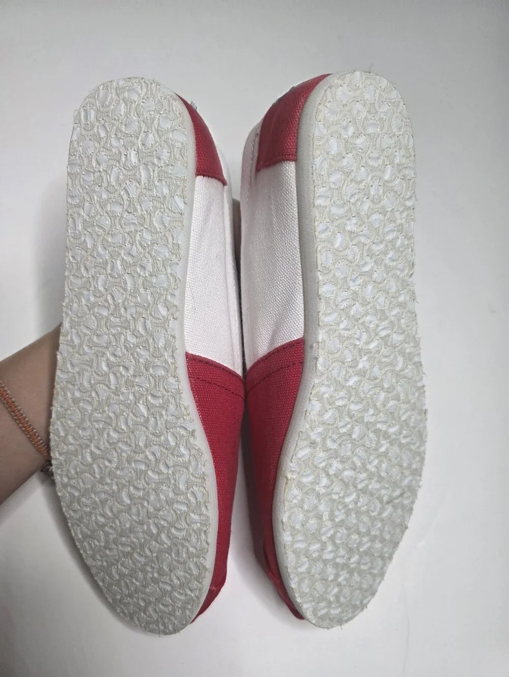 TOMS Womens Classic University Red And White Slip On 6.5